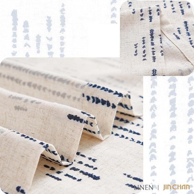 jinchan Boho Kitchen Curtains Linen Tier Curtains 36 Inches Bohemian Cafe Small - Image 9