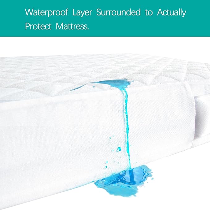 Waterproof Quilted Crib Mattress Encasement, Zippered Crib Mattress Protector - Image 6
