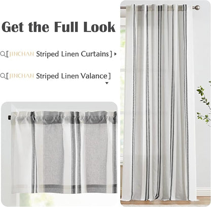 jinchan Striped Valance Farmhouse Window Treatment Linen Textured Drapes - Image 8