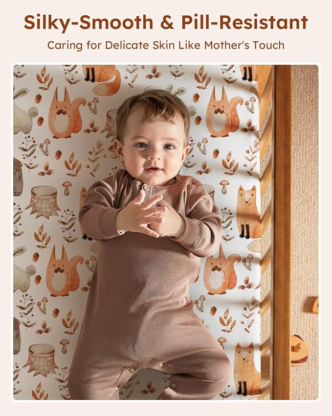 Baby Crib Sheets for Boys Girls, Breathable Soft Microfiber Baby Sheet Green & - Image 2