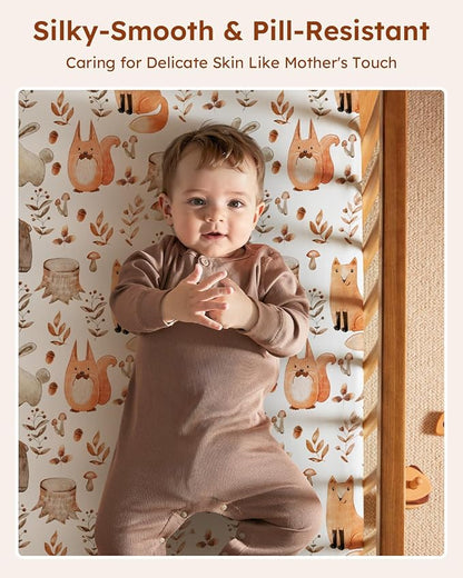 Baby Crib Sheets for Boys Girls, Breathable Soft Microfiber Baby Sheet Green & - Image 2