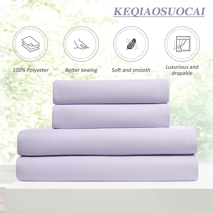 KEQIAOSUOCAI Light Purple Pinch Pleated Lilac Curtains Blackout 84 Inch Long - Image 5