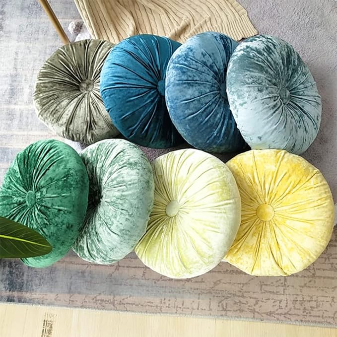 S_SSOY Round Throw Pillow for Couch Pumpkin Velvet Decorative Small Floor - Image 5