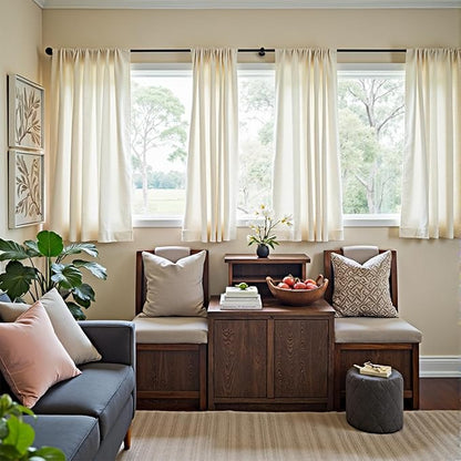 jinchan Linen Blend Curtains 63 inch Length 2 Panels - Image 2
