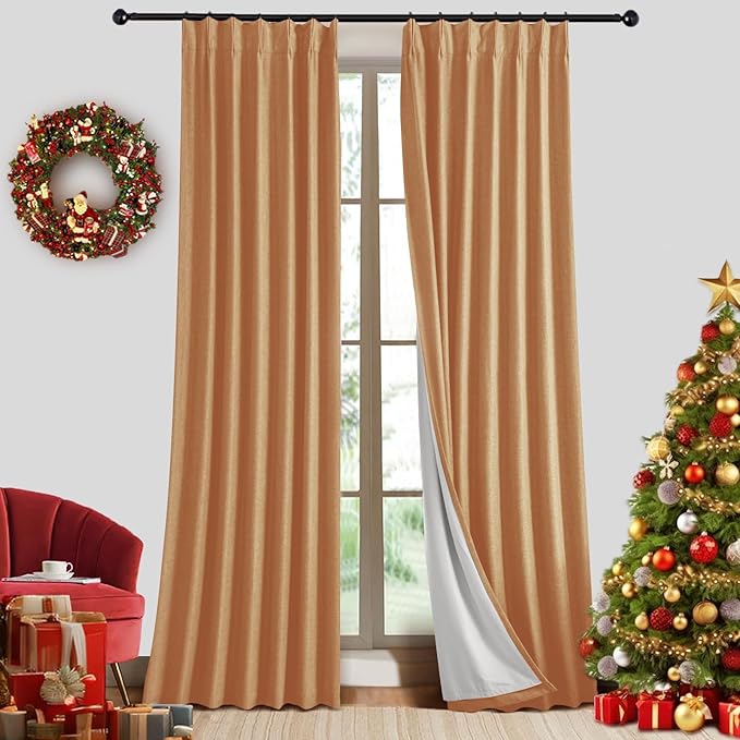IVAPUPU Linen Pinch Pleated Blackout Curtains by IVAPUPU