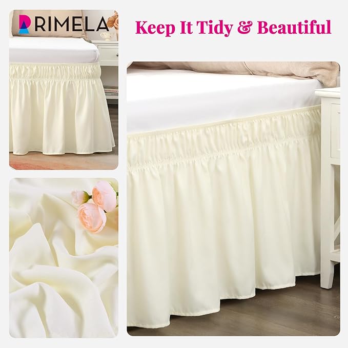RIMELA Bed Skirt King Size 18 Inch Drop, Wrap Around Elastic Bedskirt Solid - Image 3