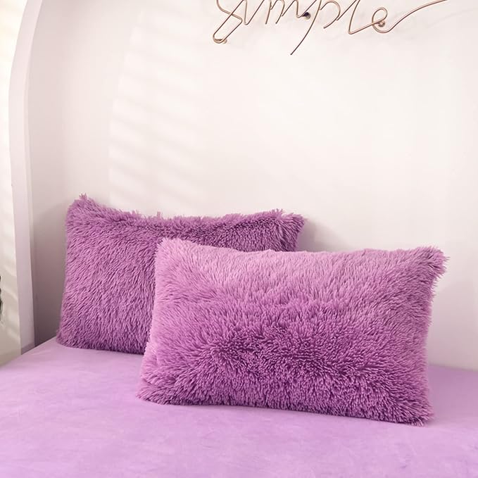 MorroMorn Decorative Pillows Covers, 2 Packs Faux Fur Pillow Cases Standard Size by MorroMorn