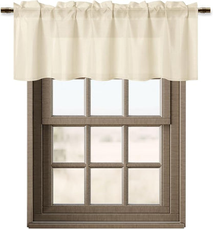 Hiasan Window Valance Curtains Rod Pocket Light Filtering Faux Linen Valance - Image 7