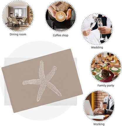 Summer Coastal Placemats Set of 4, Beach Theme Ocean Brown Tan Starfish - Image 7