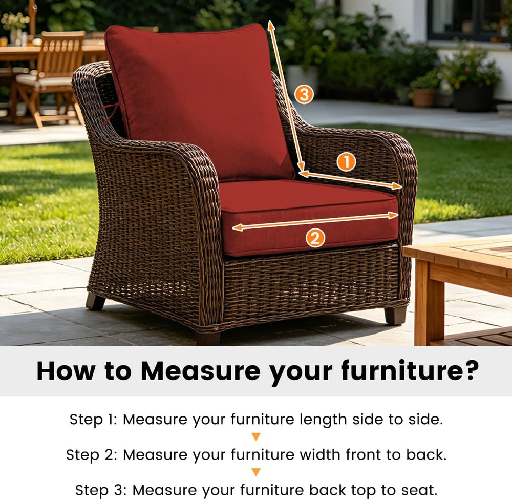 Olefin Deep Seat Cushion, Water Resistant Patio Cushion Red 24x24x4