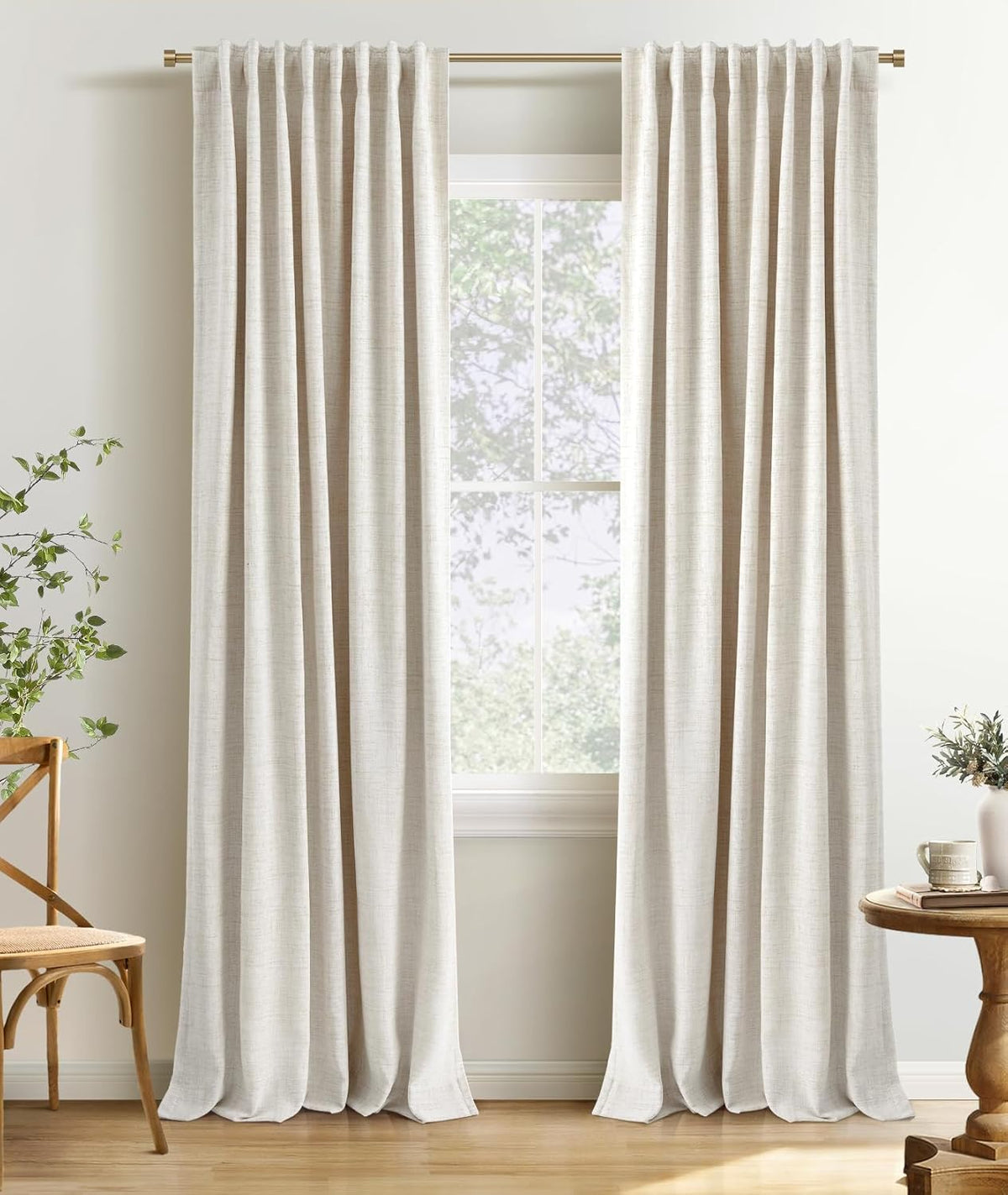 inovaday 100% blackout linen curtains for bedroom 50x84, main product view