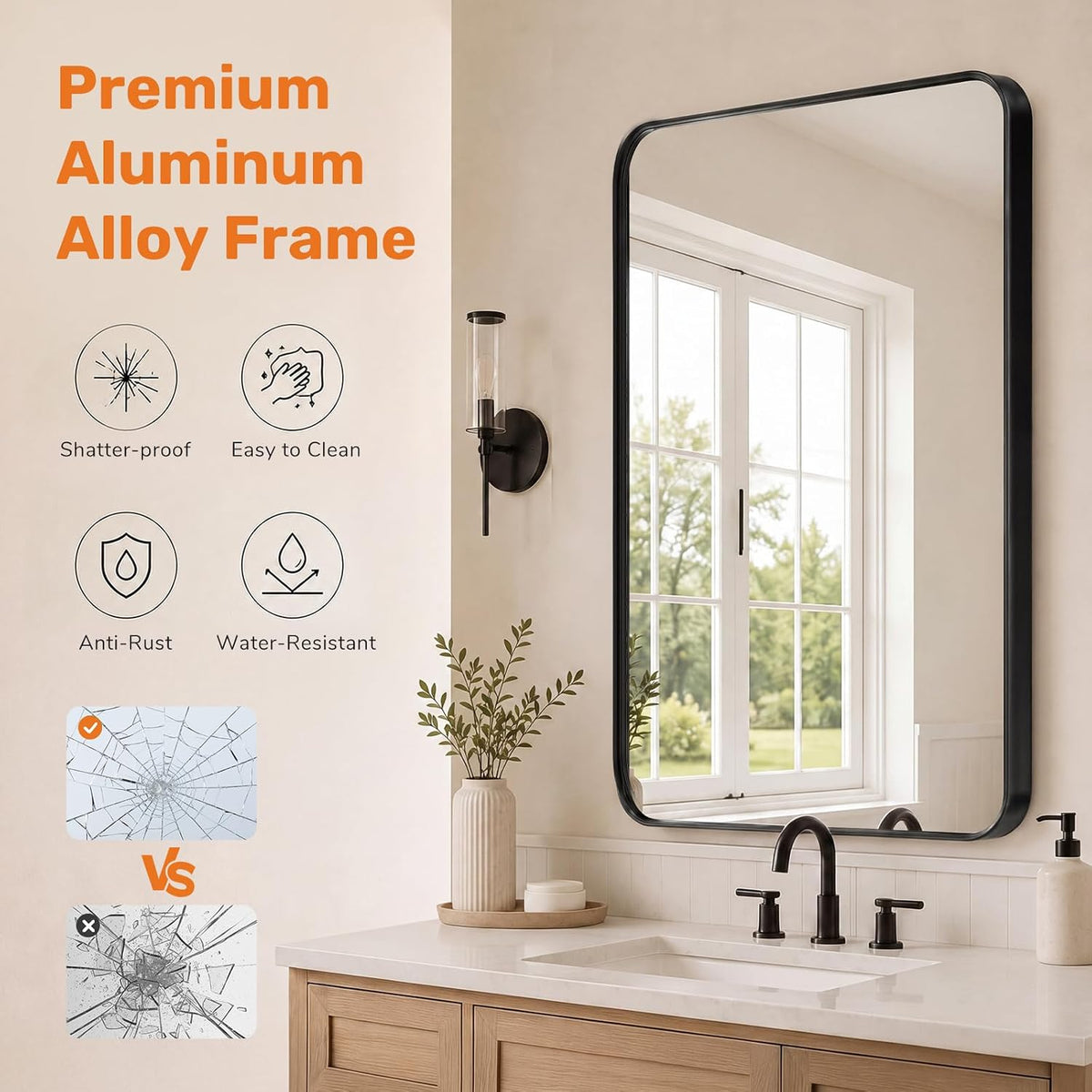 sweetcrispy bathroom wall mirror, 36x24 inch mirror for, side view