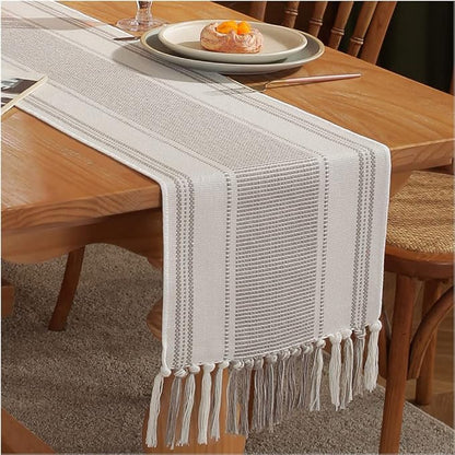 Caflife Boho Table Runner Natural Stripe by Caflife