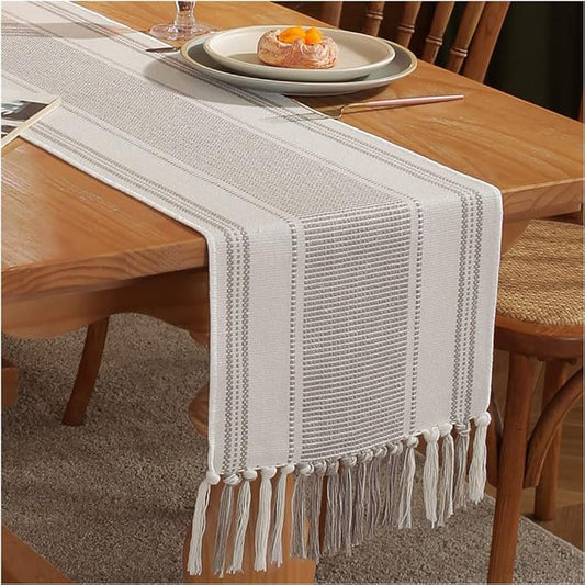 Caflife Boho Table Runner Natural Stripe by Caflife