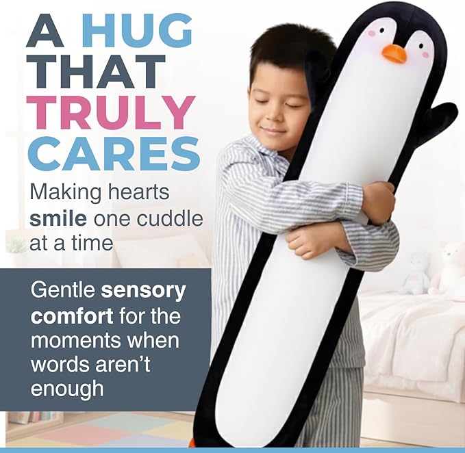 Penguin Plush Body Pillow for Kids | Long Stuffed Animal Cuddle Pillow | Soft - Image 6