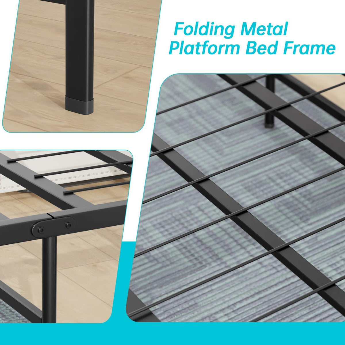 bestmassage | full bed frame | metal | showing dimensions