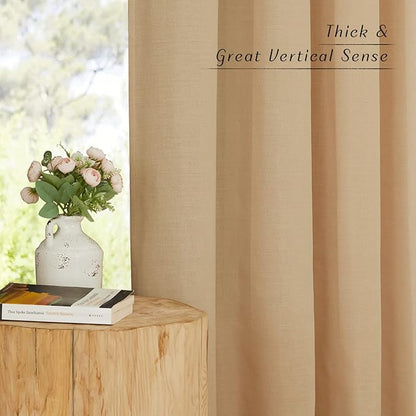 NICETOWN Burlap Linen Kitchen Window Curtains Over Sink, Grommet Thick Linen - Image 5