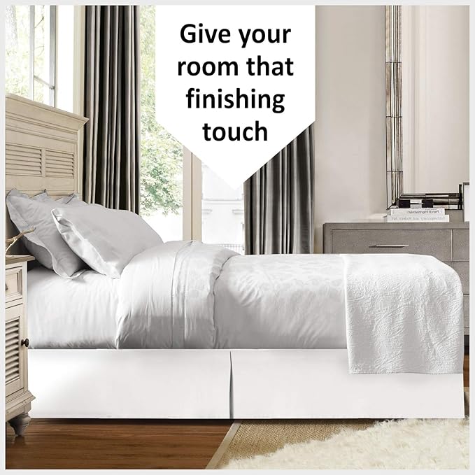 Bed Skirt - 100% Cotton 800 Thread Count Box Pleated Bed Skirt - Luxury Pleated - Image 4