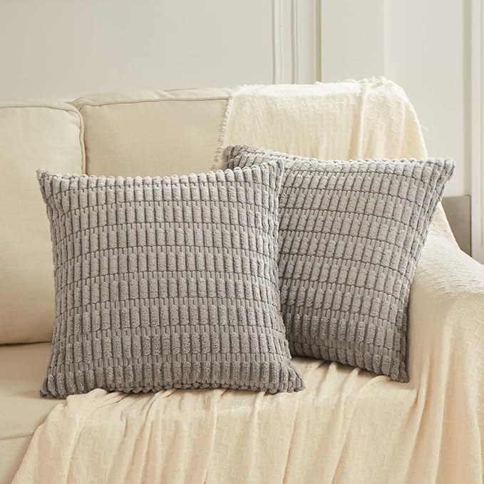 Fancy Homi 4 Packs Grey Decorative Throw Pillow Covers 26x26 Inch - Image 6