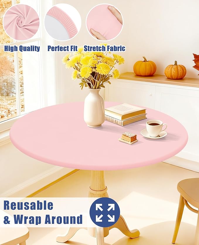 Round Spandex Tablecloth, Elastic Fitted Waterproof Tablecloths - Image 5