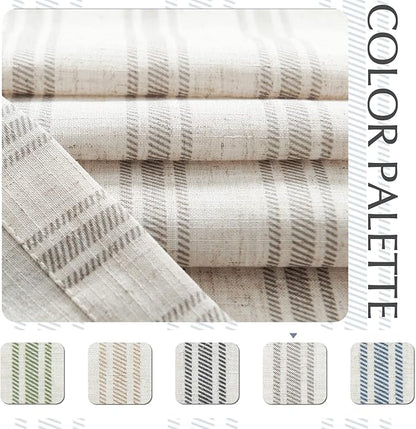 jinchan Gray Striped Linen Kitchen Curtains 24 Inch Cafe Tier Curtains Balanced - Image 3