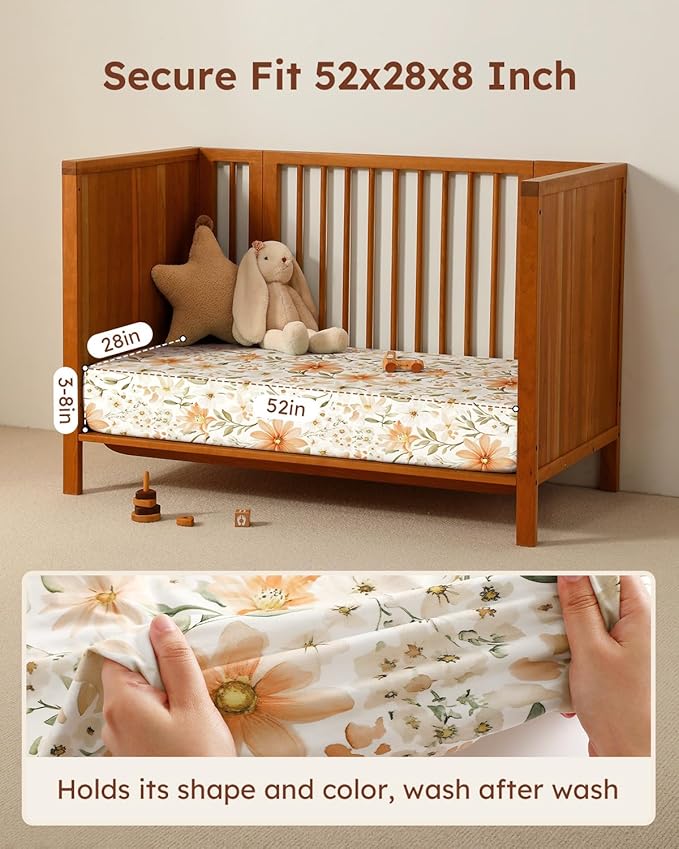 Baby Crib Sheets for Boys Girls, Breathable Soft Microfiber Baby Sheet Orange - Image 3