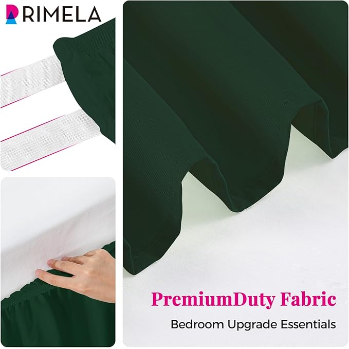 RIMELA Dark Green Bed Skirt King Size 15 Inch Drop, Elastic Wrap Around Bed - Image 4