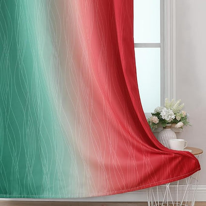 Estelar Textiler Red and Green Ombre Blackout Curtains - Image 6