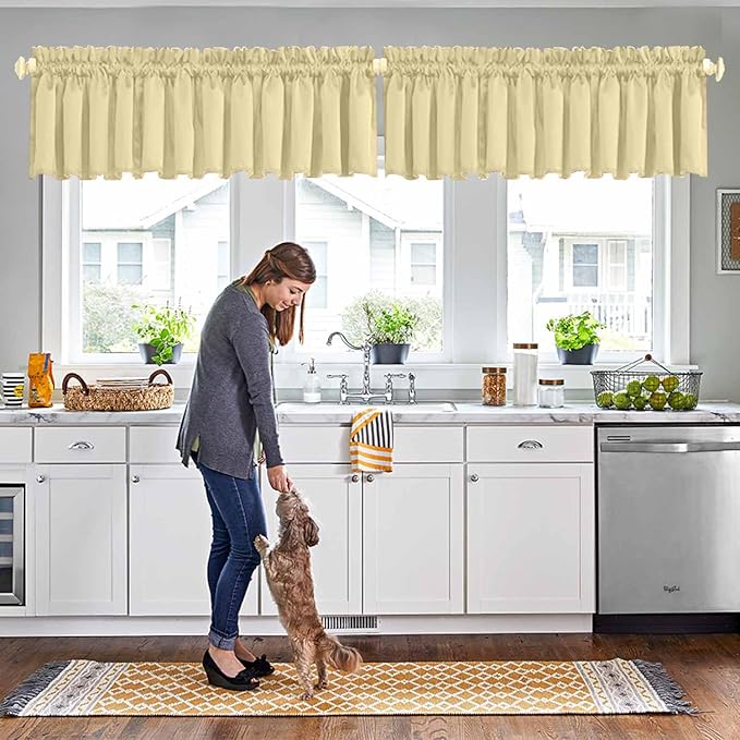 Room Darkening Valances for Window Short Curtain 52 inches by 18 inches Rod by HighQualityCurtains