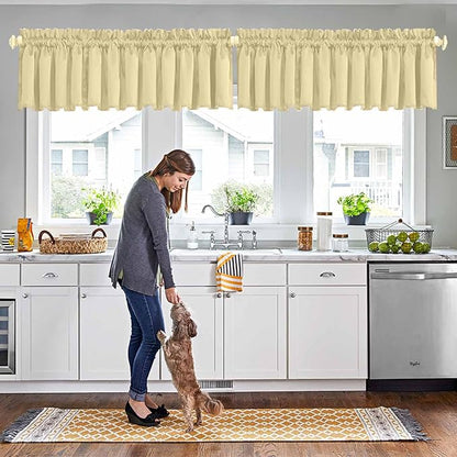 Room Darkening Valances for Window Short Curtain 52 inches by 18 inches Rod by HighQualityCurtains