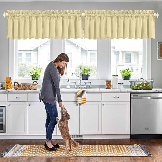 Room Darkening Valances for Window Short Curtain 52 inches by 18 inches Rod by HighQualityCurtains