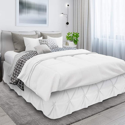 Nestl White Bed Skirt King Size, Pinch Pleat King Bed Skirt, Hotel Quality - Image 3