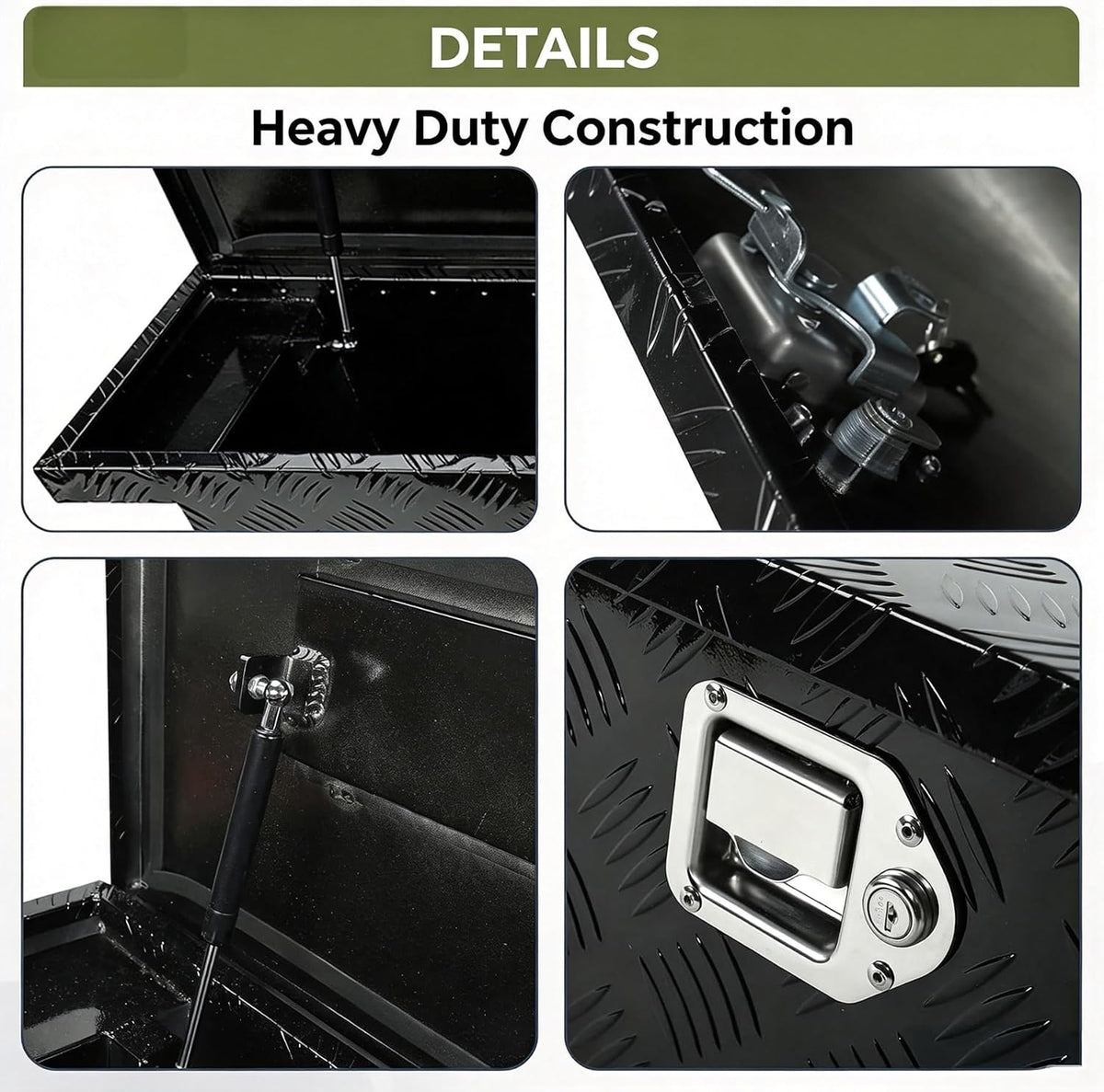 63 in aluminum truck bed tool box, crossover showing dimensions