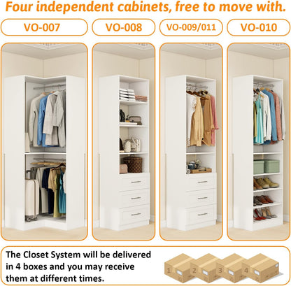 vomavex closet system with 4 sets, 101.9" closet showing dimensions
