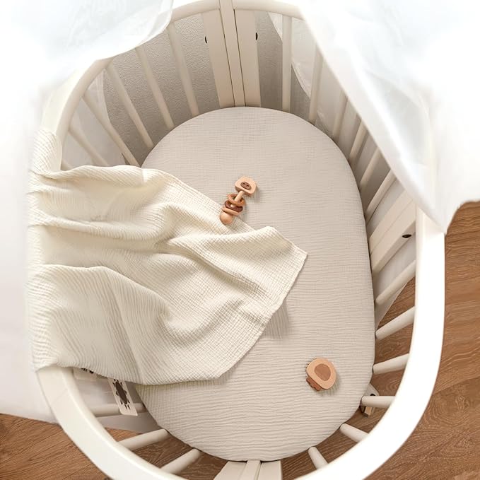 lulumoon Baby Muslin Bassinet Sheets: Cotton Bassinet Sheets Neutral - Image 5