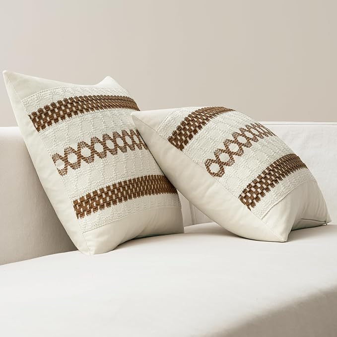MIULEE Set of 2 Coco Brown Boho Decorative Pillow Covers 20x20 Inch Farmhouse - Image 6