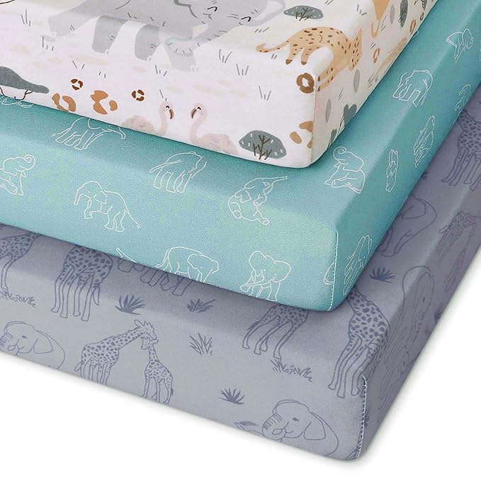 Pack and Play Sheets Fitted 3 Pack, Mini Crib Sheets by Unnivoll