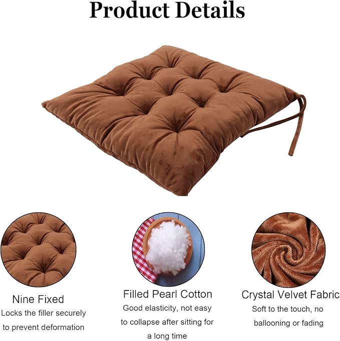Set of 4 Square Chair Pads Indoor Seat Cushions Pillows - Image 3