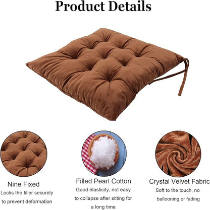 Set of 4 Square Chair Pads Indoor Seat Cushions Pillows - Image 3