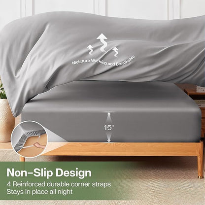MR&HM King Fitted Sheet Only, Ultra-Soft Rayon Derived from Bamboo & Polyester - Image 6