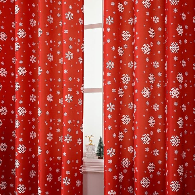 Elegant Snowflake Valance for Windows Decor 52 x 18 Inches Festive Winter Rod - Image 4