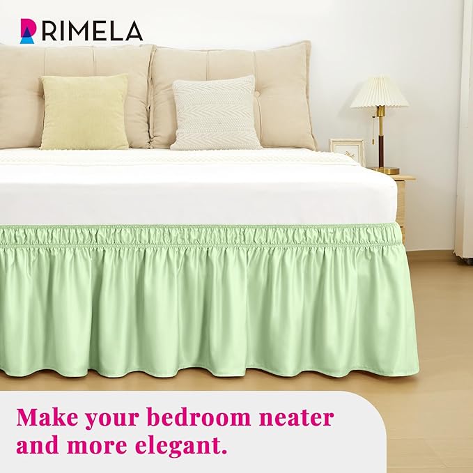 RIMELA Bed Skirt Queen Size Baby Green 15 Inch Drop, Wrap Around Elastic - Image 6