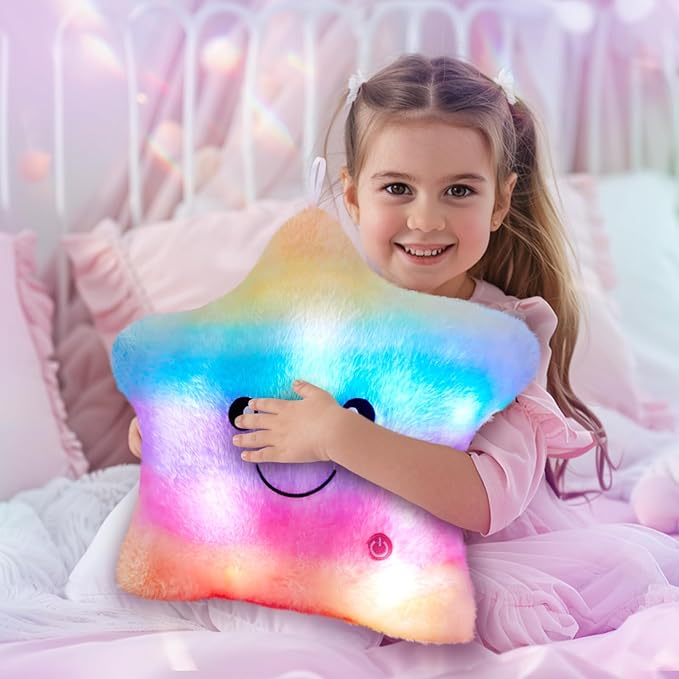 WEWILL 13'' Rainbow Light up Twinkle Star Glowing LED Night Light Plush Toy - Image 3