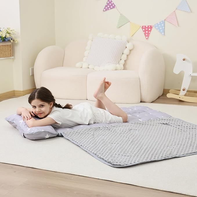 Toddler Nap Mat with Pillow and Blanket, Extra Large Rolled Napping Mats - Image 8