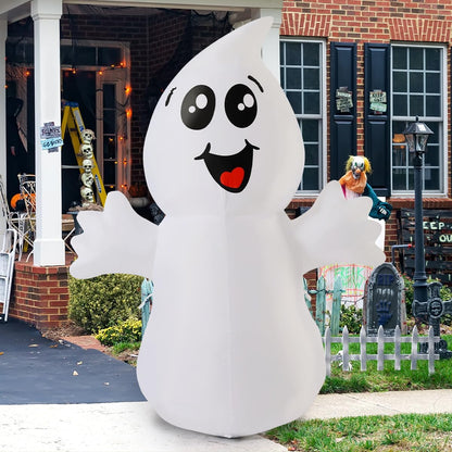 GOOSH 5 FT Halloween Inflatable Ghost Outdoor Decoration with Magic Light, Blow Up Yard Decoration with Built-in LEDs for Garden Lawn Indoor Party Holiday Decor