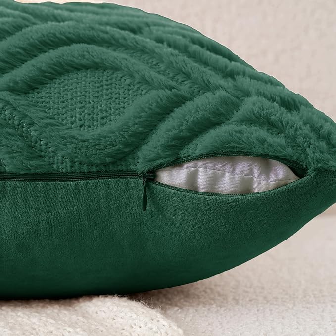 MIULEE Christmas Dark Green Throw Pillow Covers 18x18 Inch, Soft Winter Plush - Image 3