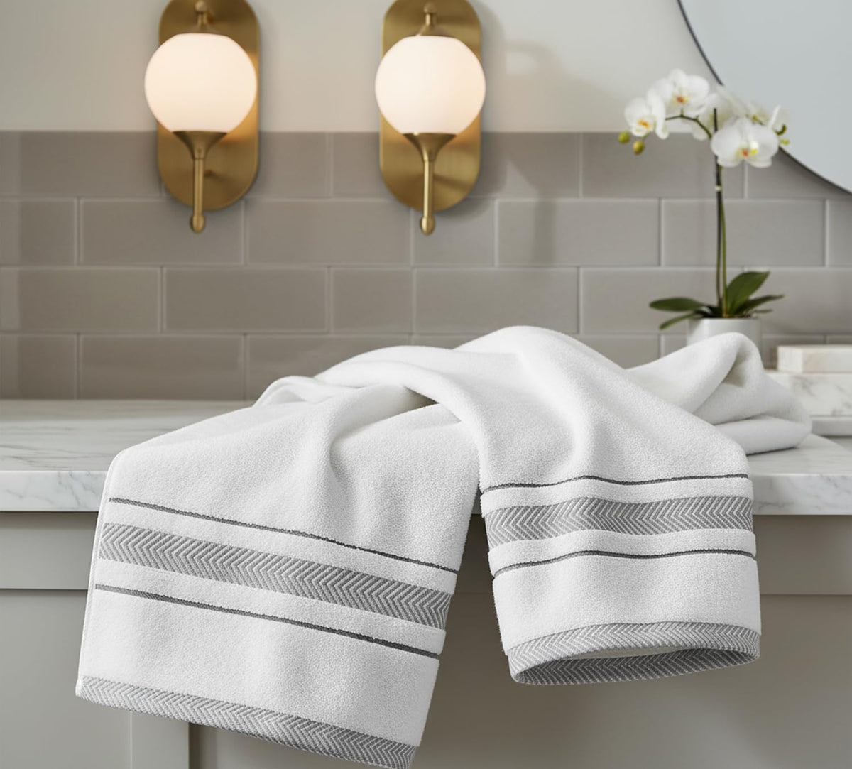 bath towels set for bathroom – luxury 6-piece showing dimensions