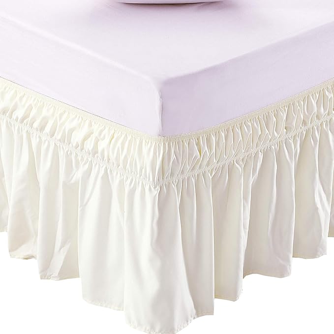 MEILA Wrap Around Bed Skirt Three Fabric Sides Elastic Dust Ruffled 18 Inch by MEILA