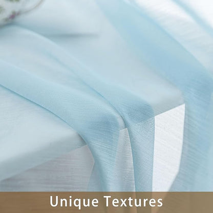 Blue Sheer Curtains 63 Inch Length, Privacy Semi Sheer Curtains - Image 4