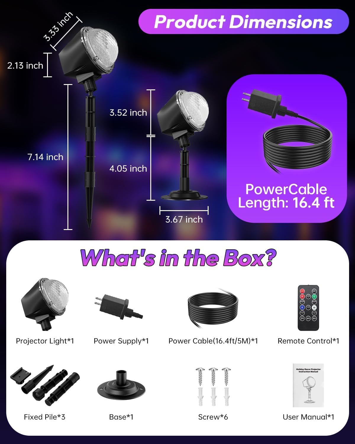 Halloween Projector Lights Outdoor, Ultra Bright Dynamic RGBW Water Ripple Projection Light with Remote, 15 Lighting Effects, Timer & Memory Function, IP65 Waterproof,16.4FT Cable for Yard Decorations